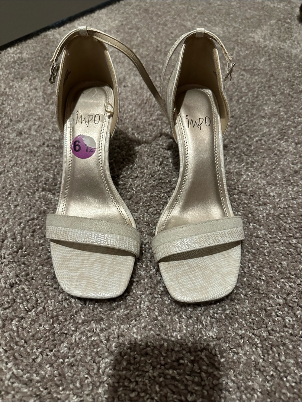 impo Metallic Beige Ankle-Strap Heels